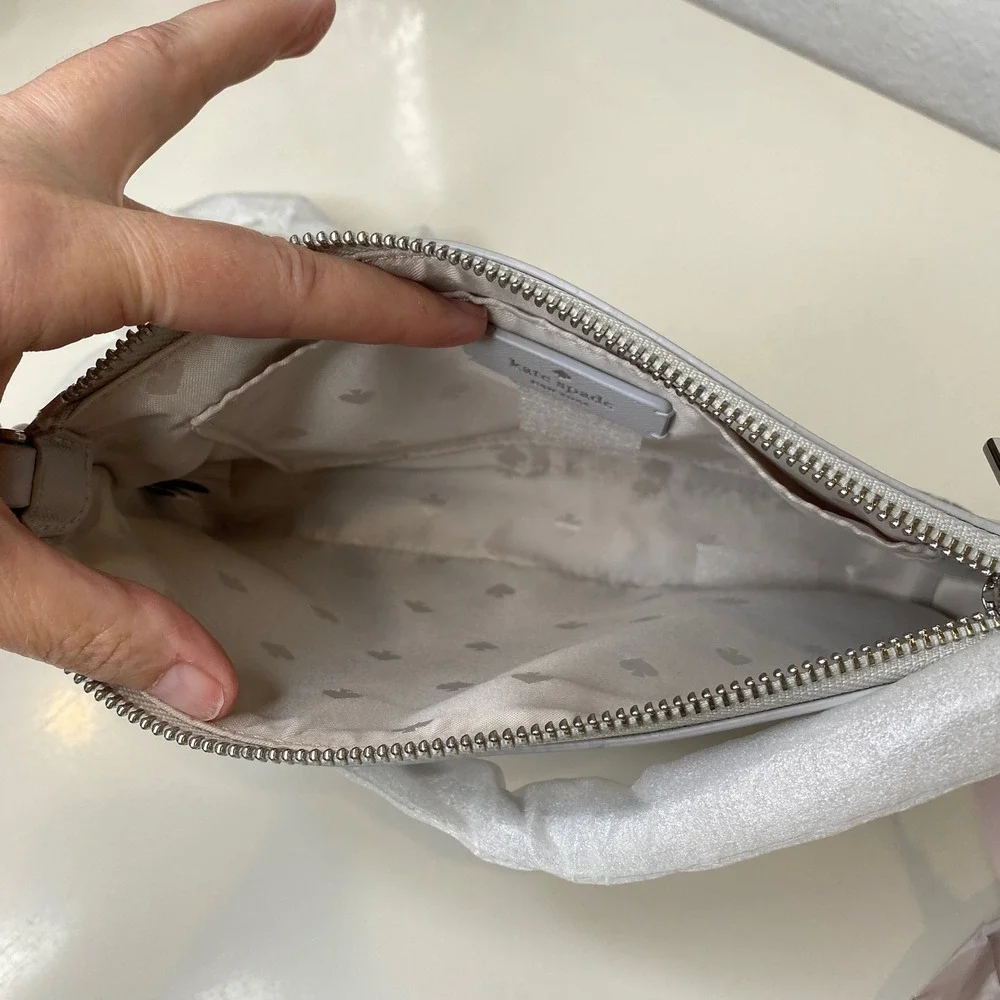 Kate Spade‎ Flash Glitter Saffiano Leather Crossbody Bag Grey Silver Glam Prom